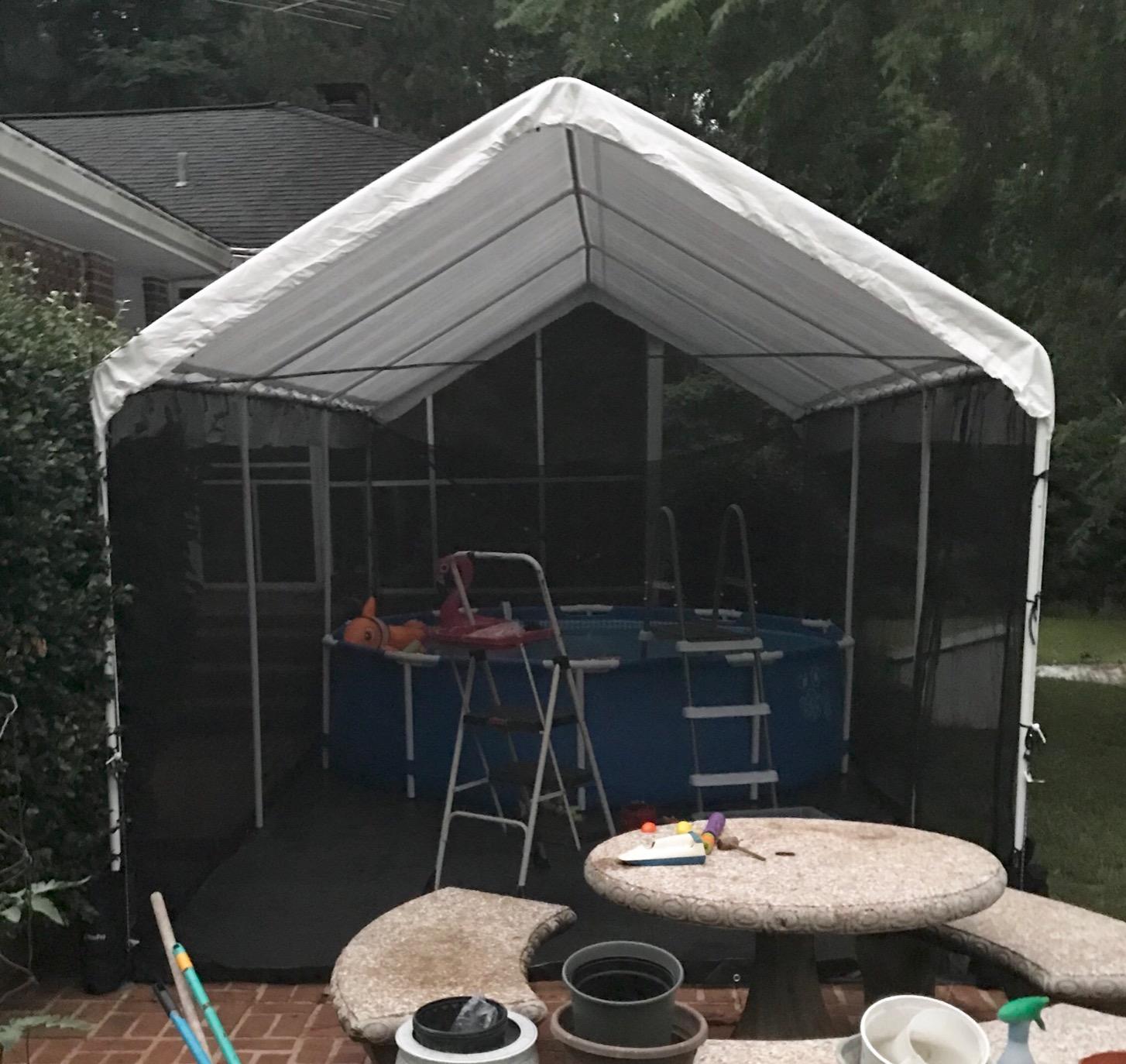 Intex Metal Frame 12 ft x 30 in Round Above Ground Outdoor Backyard Swimming Family Pool for Kids and Adults Ages 6 and Up, Blue - Customer Photo 3