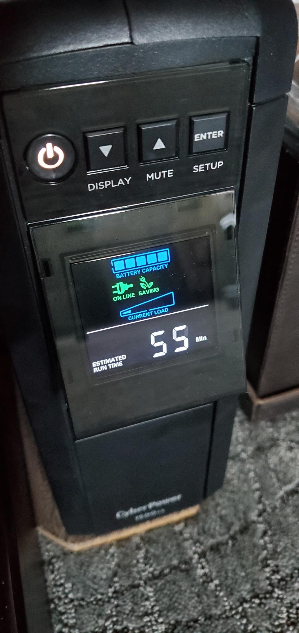 CyberPower CP1500PFCLCD PFC Sinewave UPS Battery Backup and Surge Protector, 1500VA/1000W, 12 Outlets, AVR, Mini Tower; UL Certified - Customer Photo 2