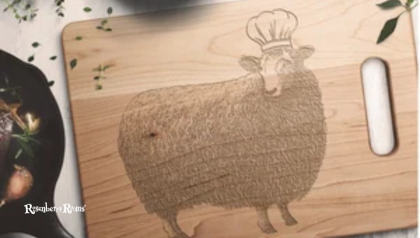 Rustic Cutting Board, Sheep Print