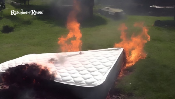 What happens when you burn a foam mattress?