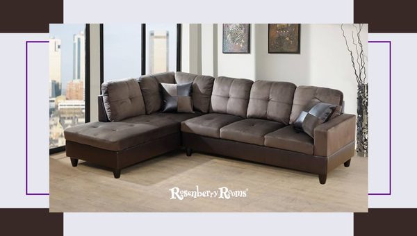 Ainehome Microfiber L-Shape Sectional Sofa Set in Taupe