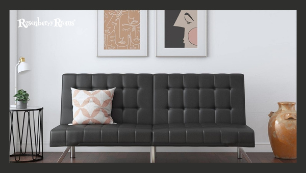 DHP Emily Sleek Black Upholstered Living Room Sofa