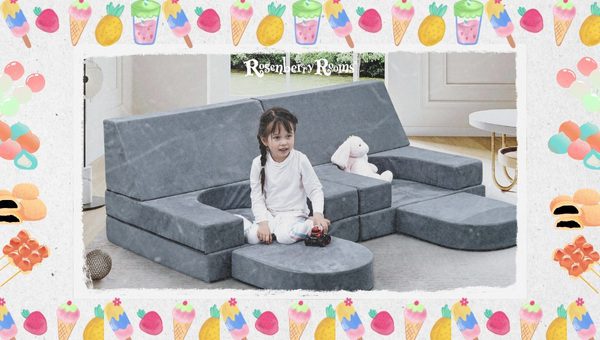 MSOBAIW 14-Piece Convertible Toddler Play Sofa