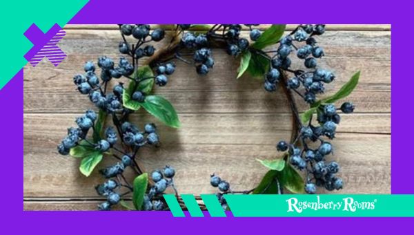 Blueberry and Green Leaf Wreath