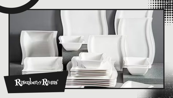 Yedio Porcelain Square Dinner White Plates