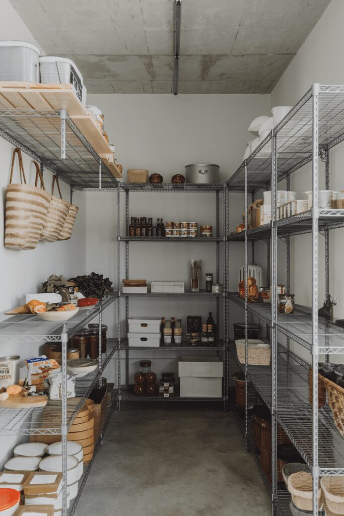 Food Storage Room Ideas: Wire Racks for a Minimalist, Industrial Look