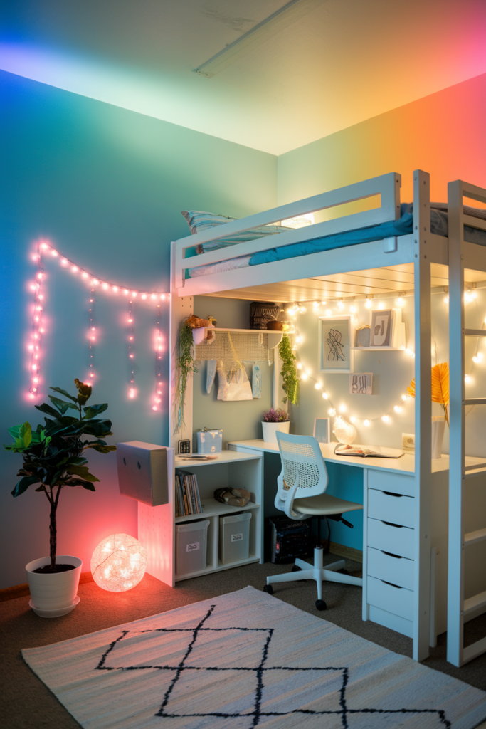 Color-Changing Mood Lighting Cute Dorm Room Decor Ideas