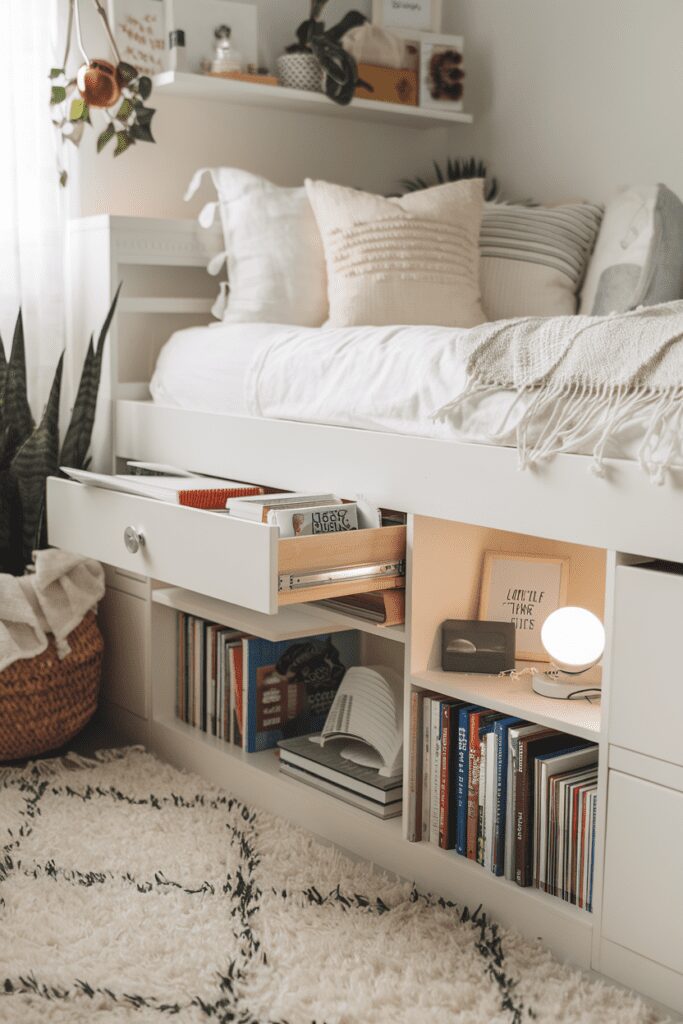 Cute Dorm Room Ideas: Under-Bed Mini Library