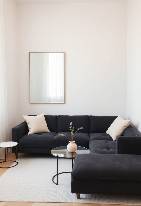 Dark Gray Couch Ideas: Dark Gray Couch in a Small Room