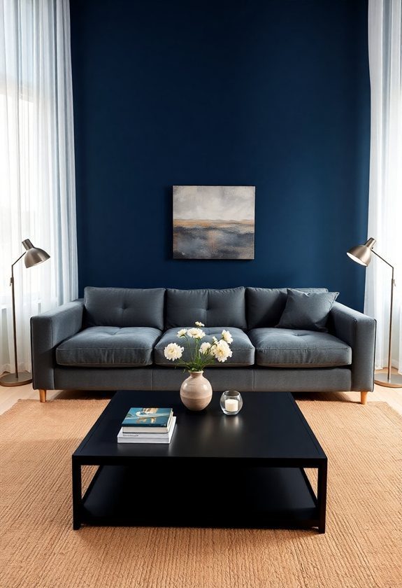 Dark Gray Couch Ideas: Dark Gray Couch With Accent Walls
