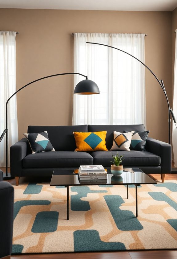 Dark Gray Couch Ideas: Mixing Dark Gray With Bold Patterns