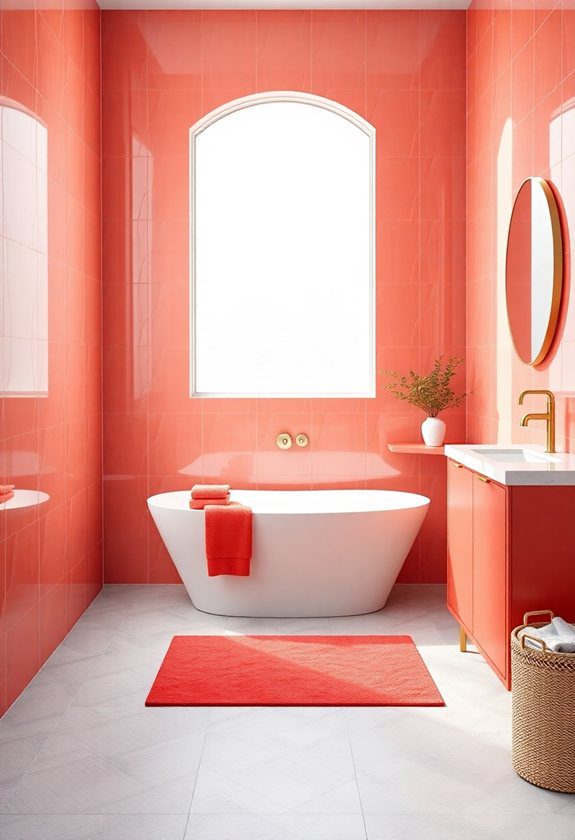 Bathroom Colors Ideas: Bold Coral Hues