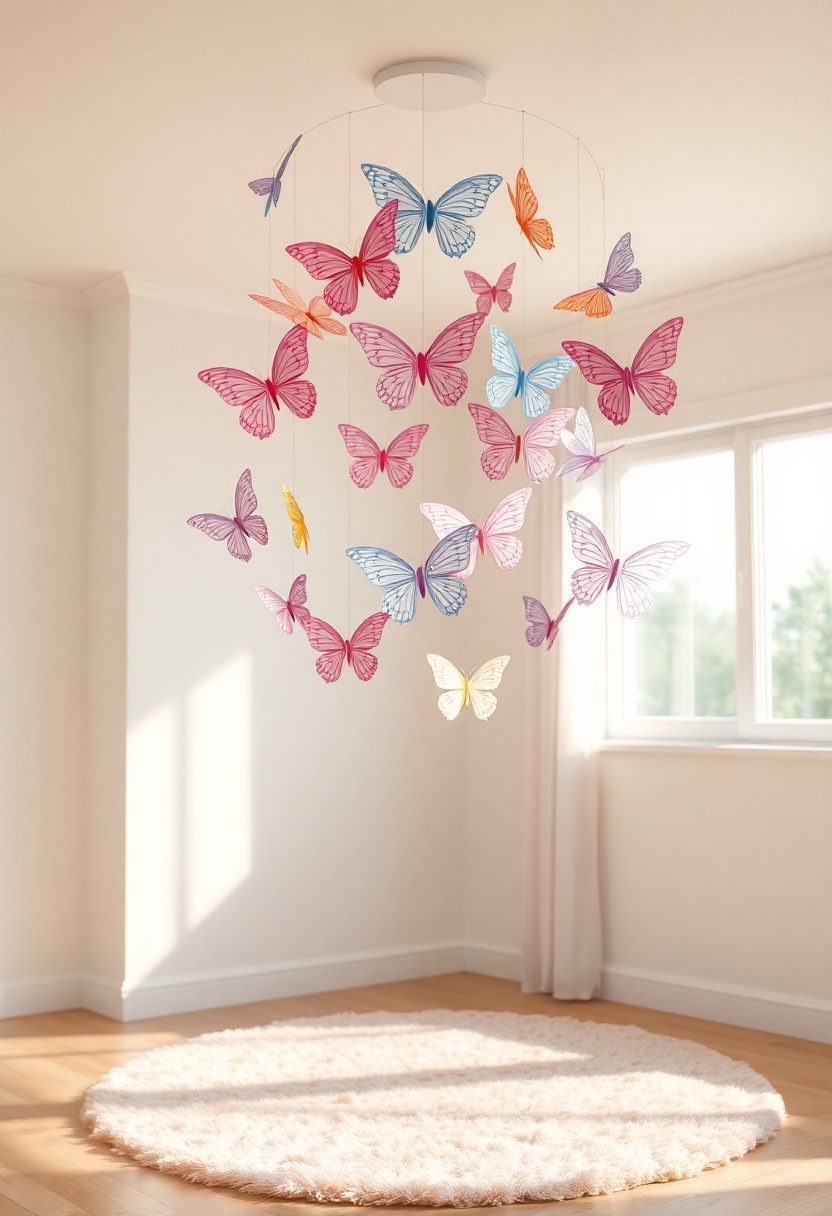DIY Girls Room Decor Ideas: Beautiful Butterfly Mobile