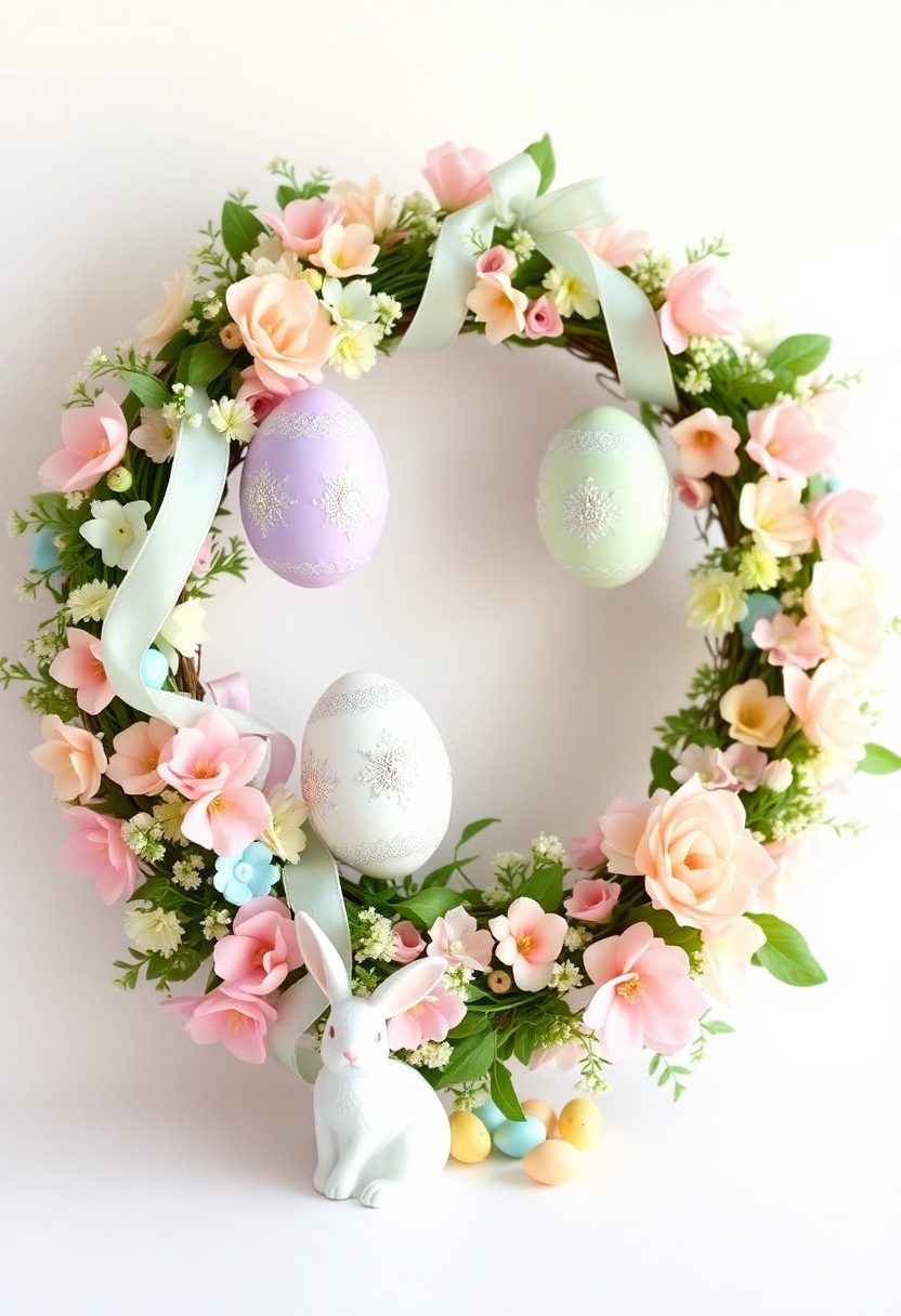 Easter Door Hanger Ideas: Pastel-Colored Easter Wreath