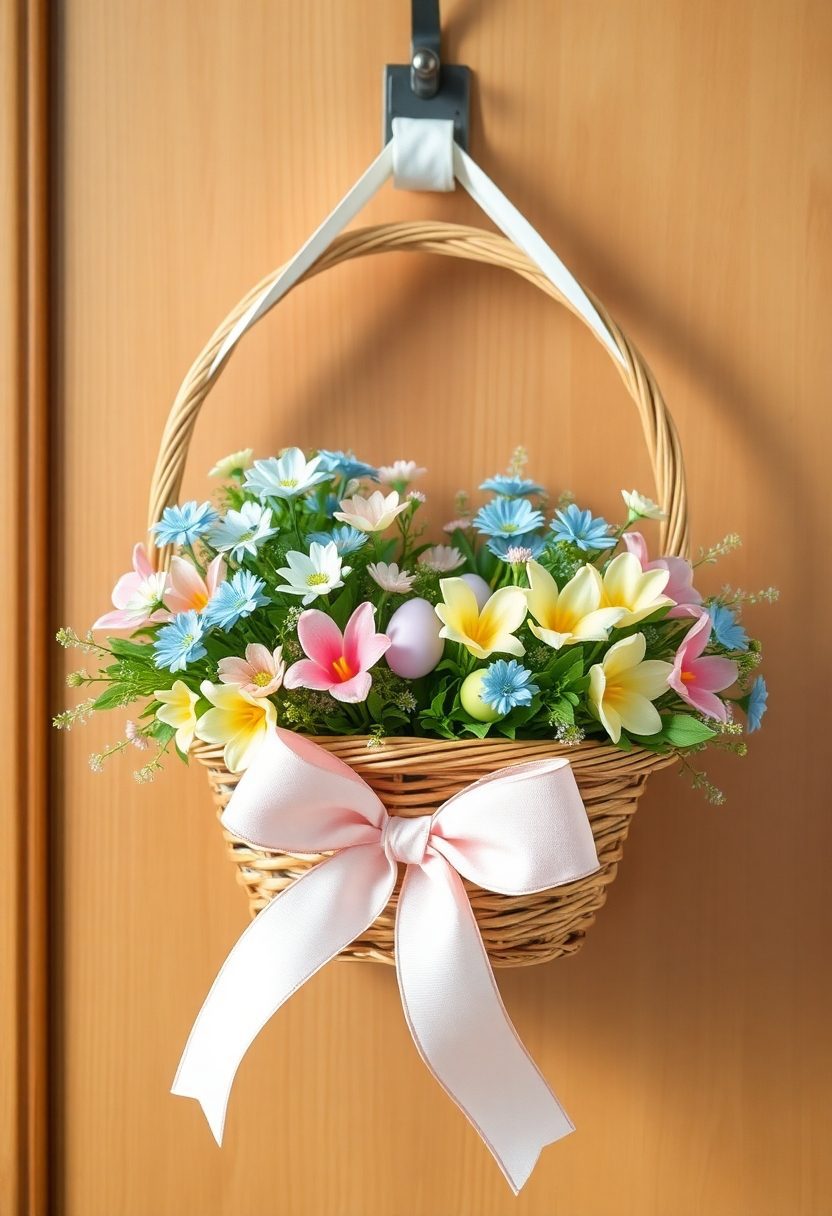 Easter Door Hanger Ideas: Floral Easter Basket Door Hanger