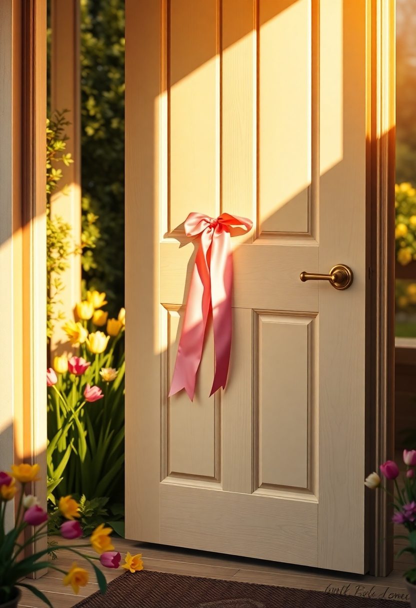 Spring Front Door Decor Ideas: Colorful Door Decor With Ribbons