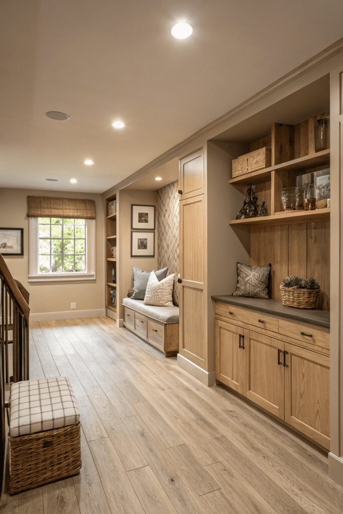 Benjamin Moore Pale Oak Ideas: 14. Brighten Up a Dark Basement with Pale Oak