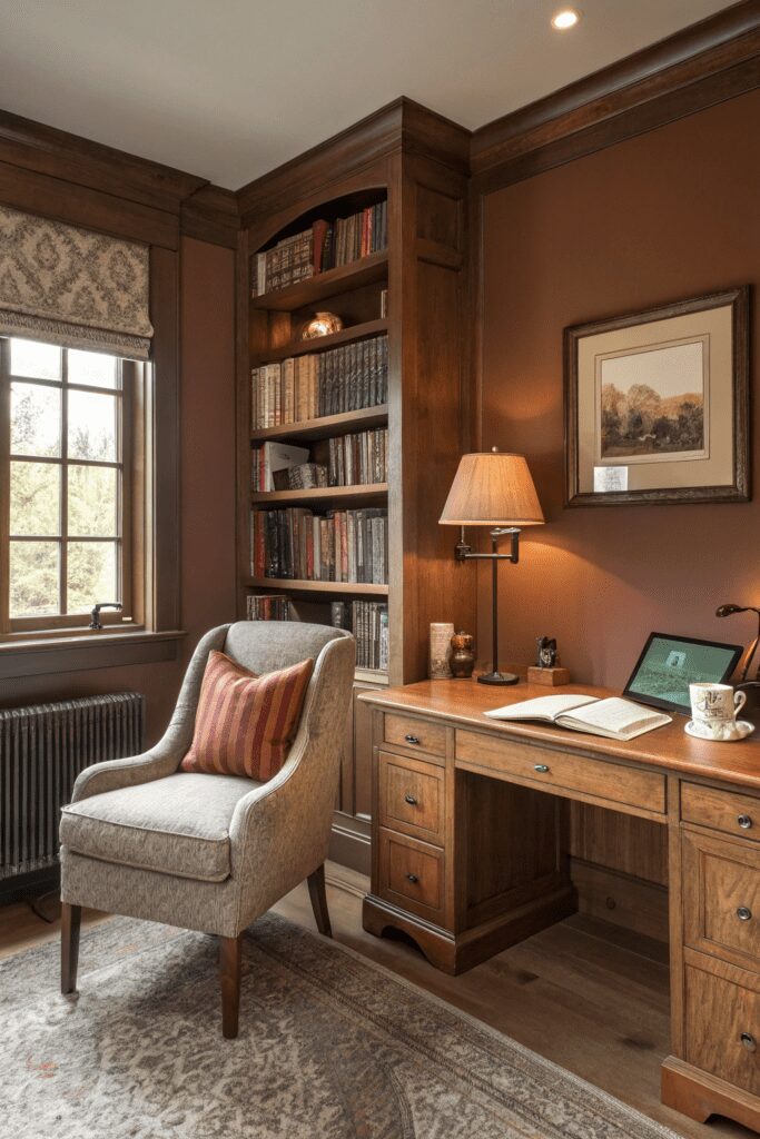 Benjamin Moore Cinnamon Slate Ideas: 11. Cozy Writer’s Nook with Cinnamon Slate Ambiance