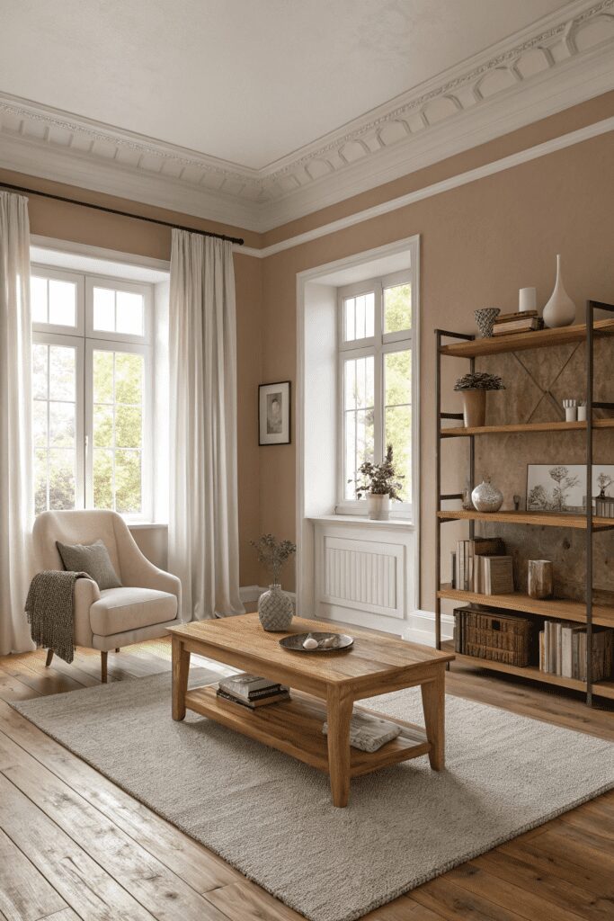 Benjamin Moore Swiss Coffee Ideas: 2. Scandinavian Minimalism with Swiss Coffee & Natural Wood