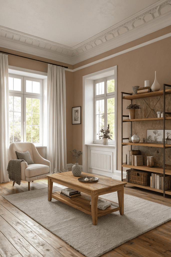 Benjamin Moore Swiss Coffee Ideas: 2. Scandinavian Minimalism with Swiss Coffee & Natural Wood