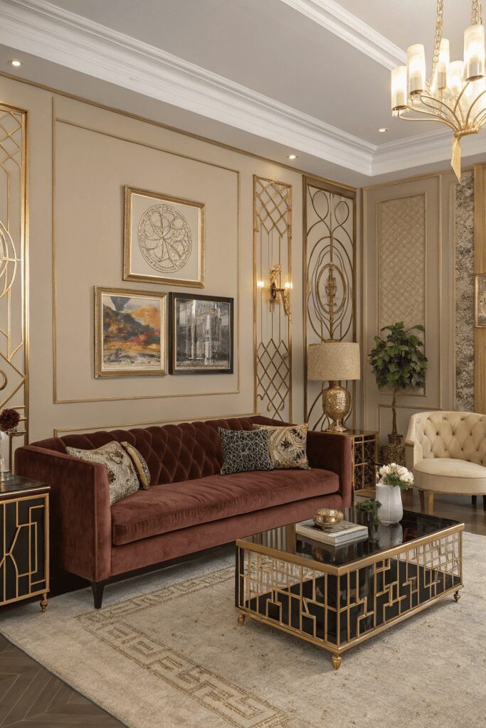 Benjamin Moore Swiss Coffee Ideas: 3. Vintage Glam: Swiss Coffee & Art Deco Elegance