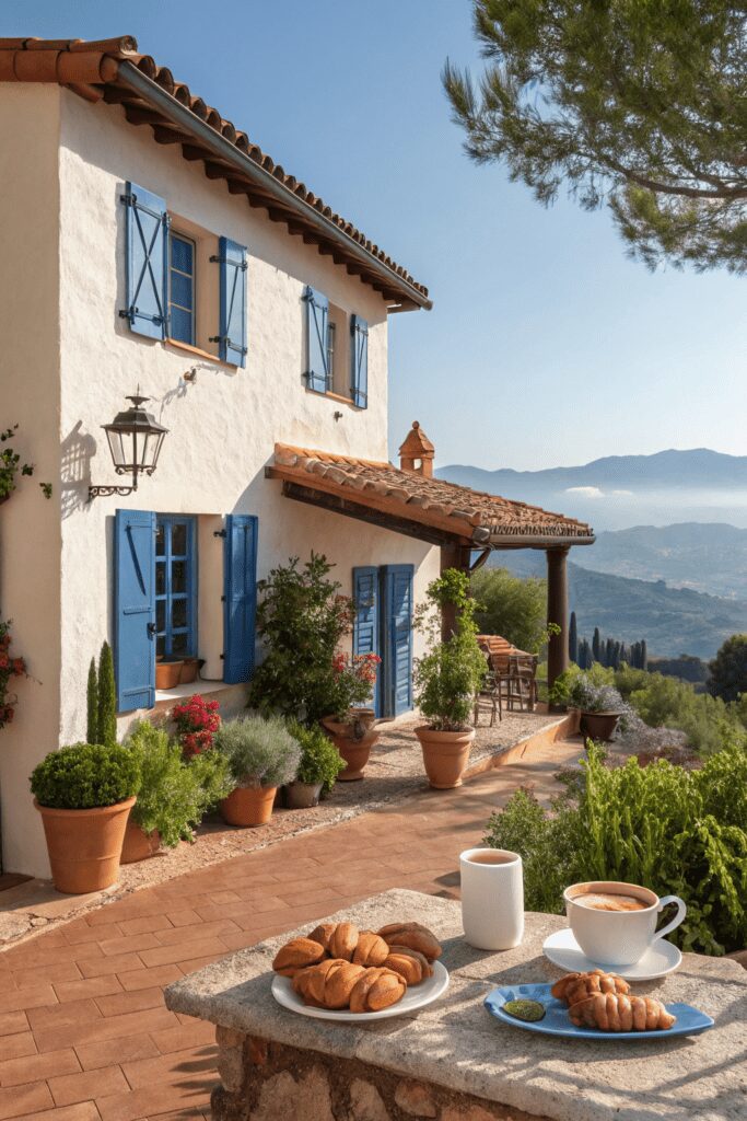 Benjamin Moore Swiss Coffee Ideas: 4. Mediterranean Escape with Swiss Coffee & Terracotta Accents