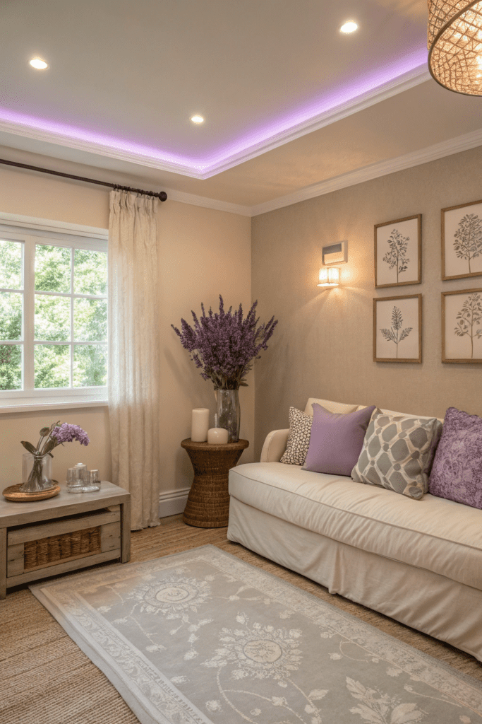 Benjamin Moore Swiss Coffee Ideas: 23. Swiss Coffee & Soft Lavender: A Tranquil, Spa-Like Escape
