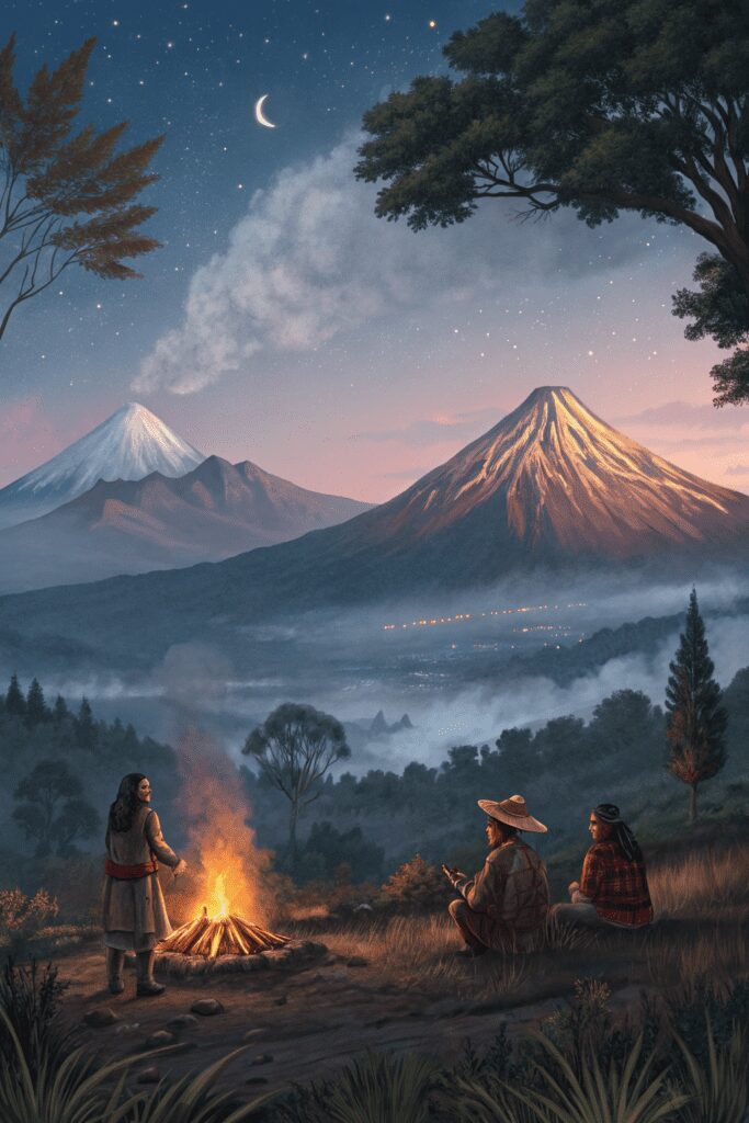 Mexican Art Painting Ideas: 19. The Legends of the Mexican Volcanoes