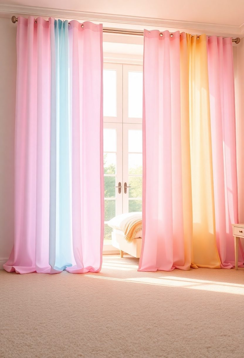 Luxury Curtains for Bedroom Ideas: Cotton Candy Colored Curtains for a Whimsical Escape