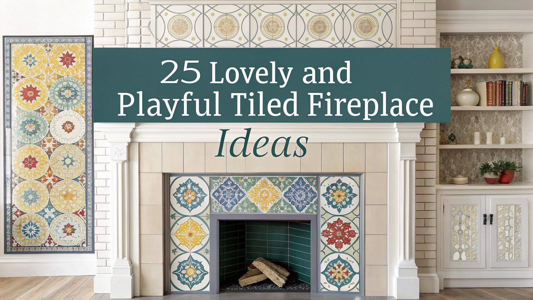 25 Lovely And Playful Tiled Fireplace Ideas