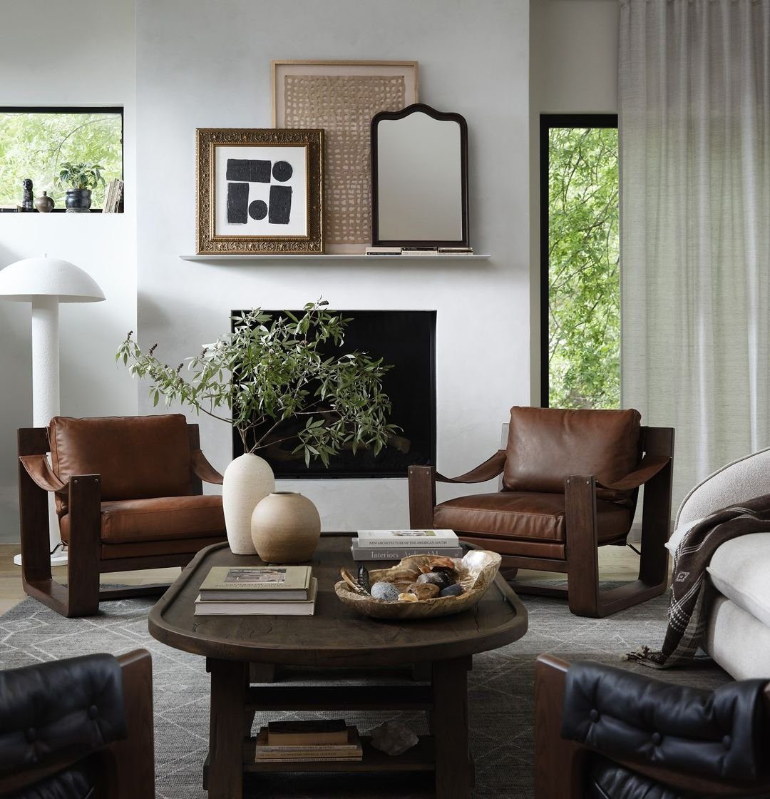 Sturdy Leather Armchairs for Rustic Elegance
