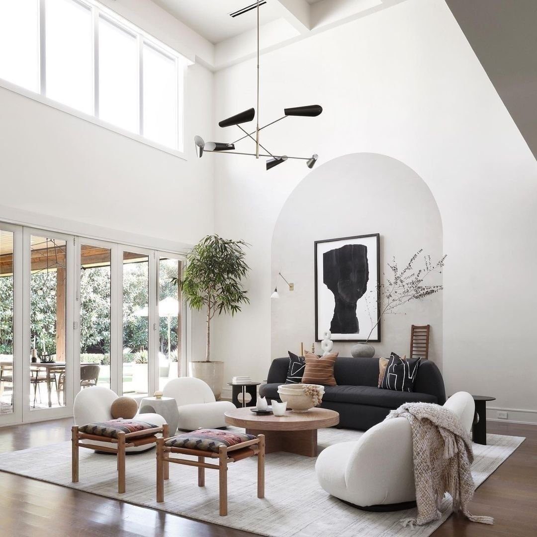 Modern Farmhouse Seating with Wooden Stools