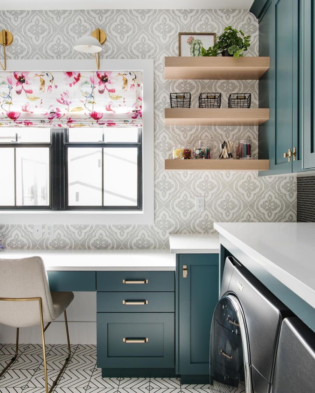 Subtle Patterns for a Chic Laundry Space
