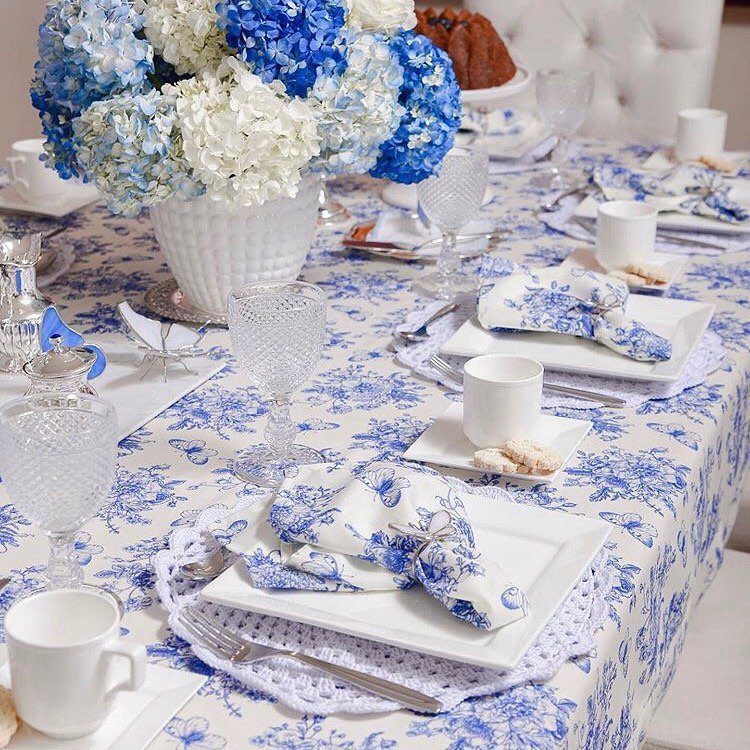 Classic Blue and White Hydrangea Centerpiece
