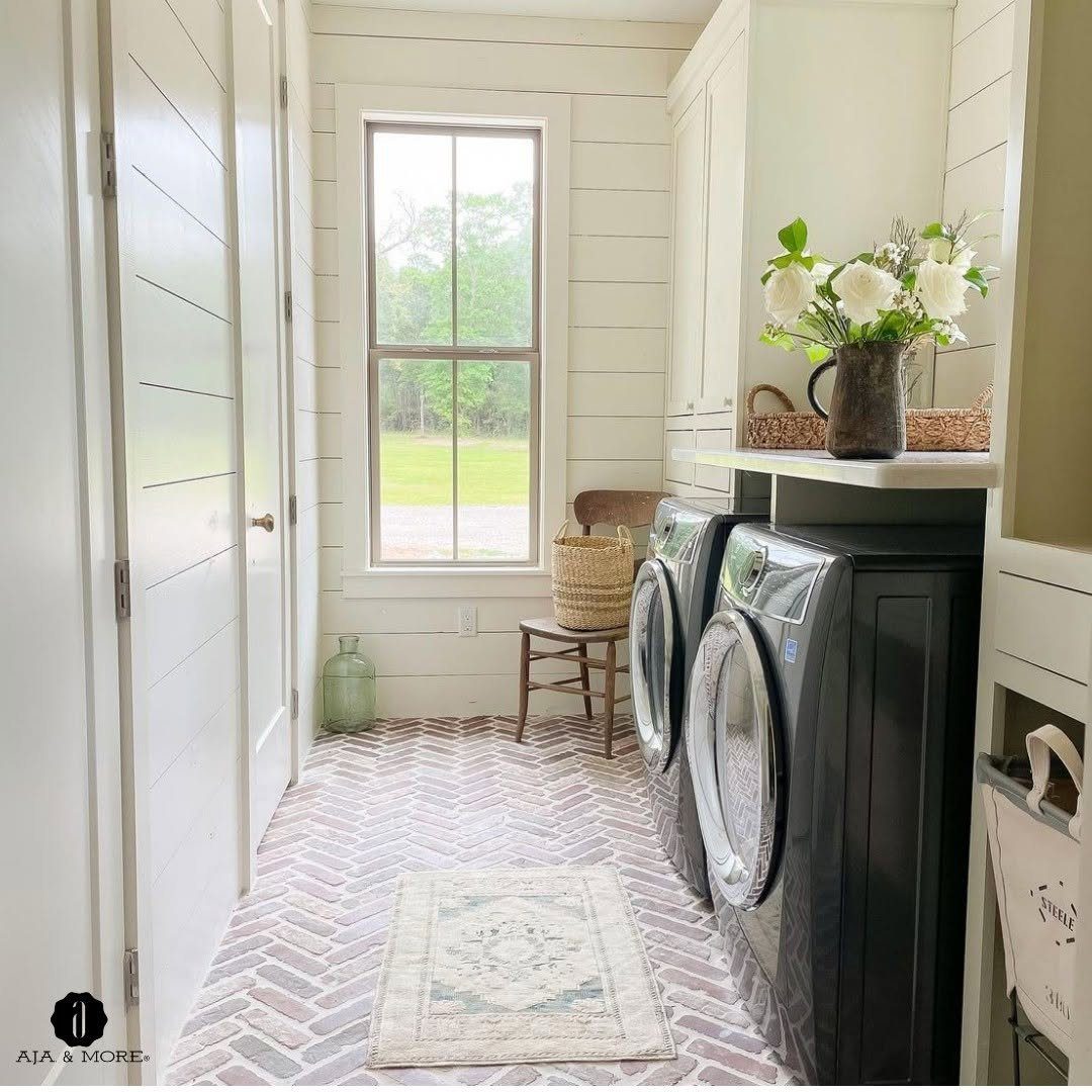 Bright Farmhouse Laundry With Rustic Charm