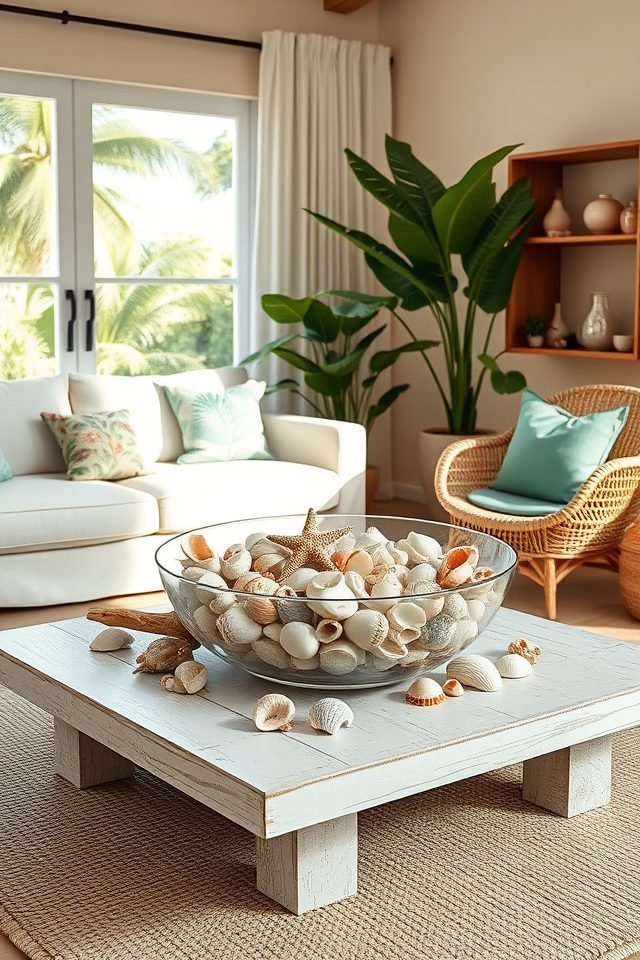 arrange seashells creatively tropically