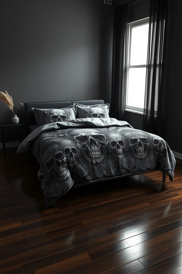 bold skull motifs bedding
