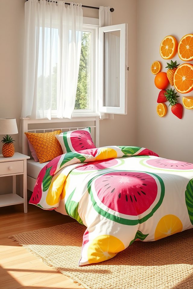 bold tropical fruit motifs