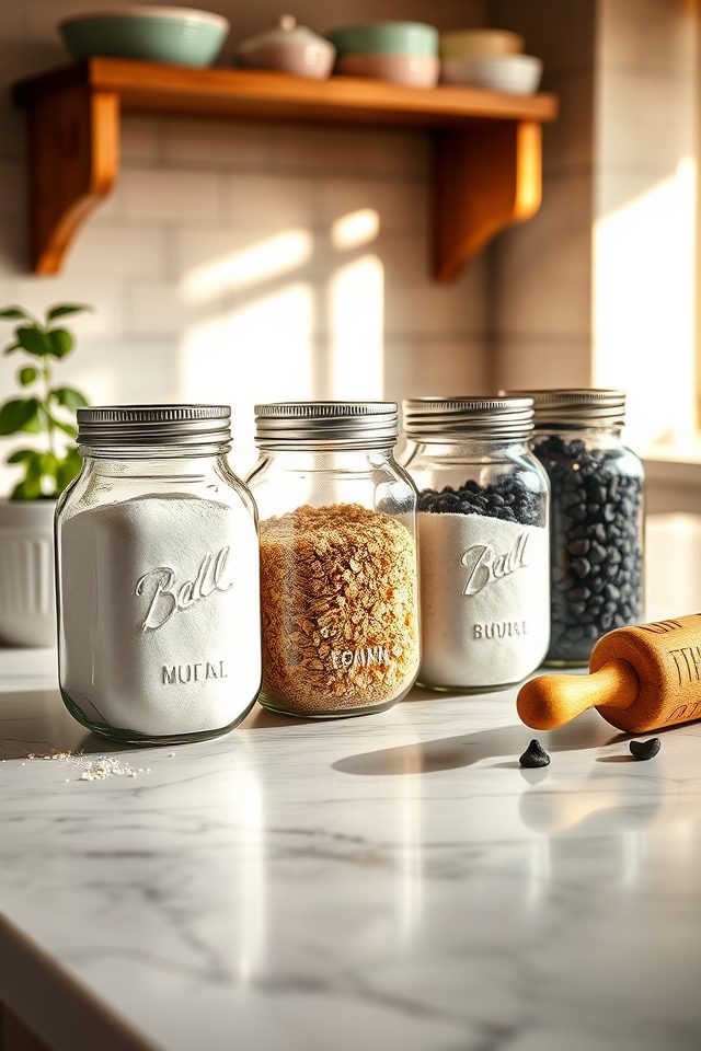clear airtight mason jars