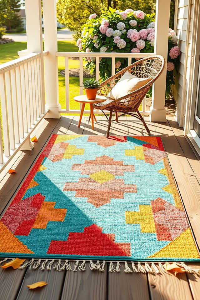 colorful weather resistant outdoor rug
