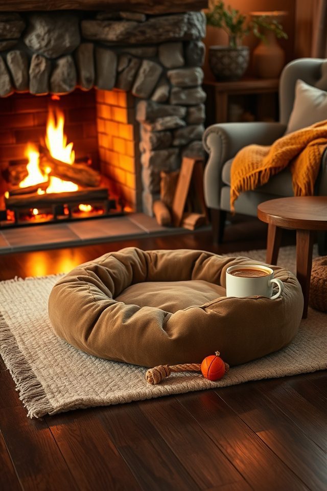 cozy fireside pet retreat