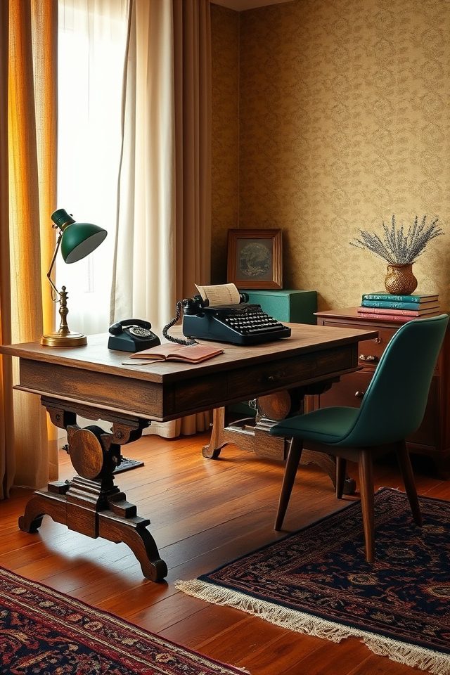 cozy vintage retro workspace