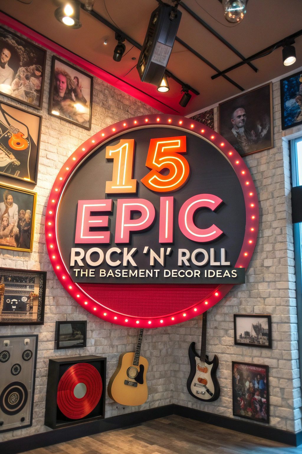 Epic Rock 'n' Roll Themed Basement Decor Ideas