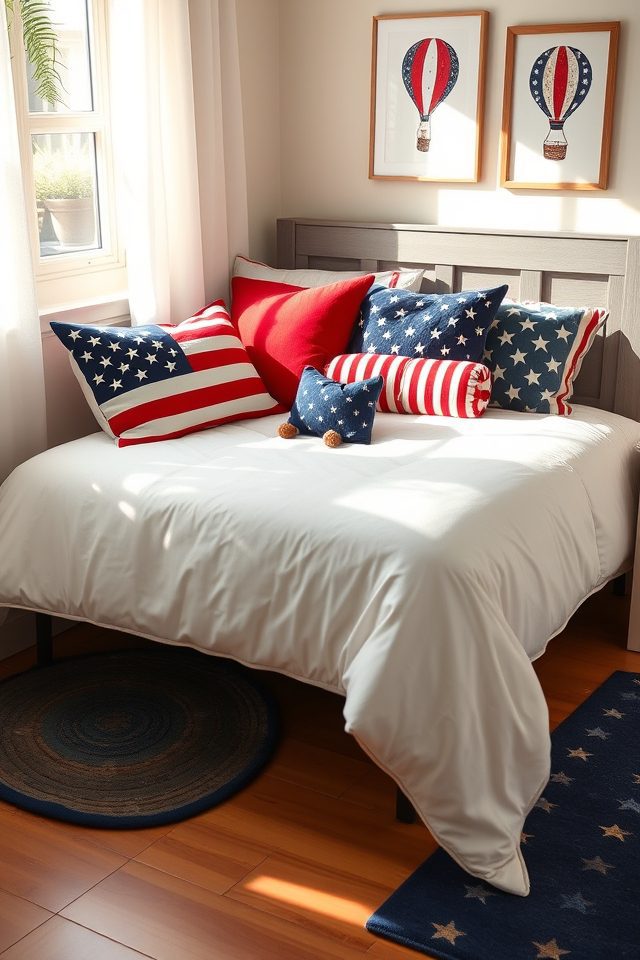 festive patriotic pillow accents