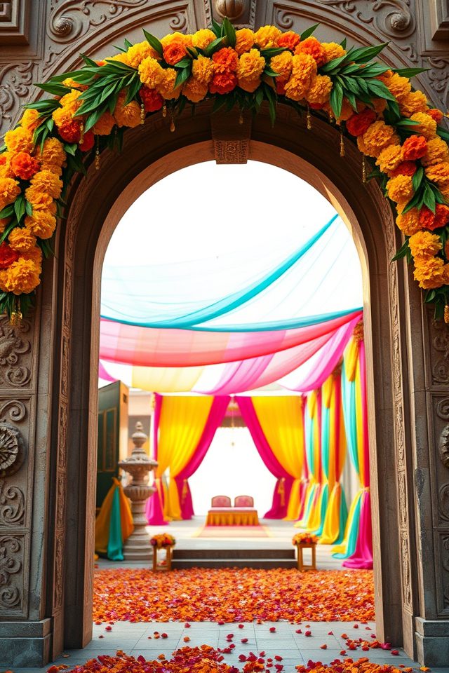 handcrafted torans adorn entrances