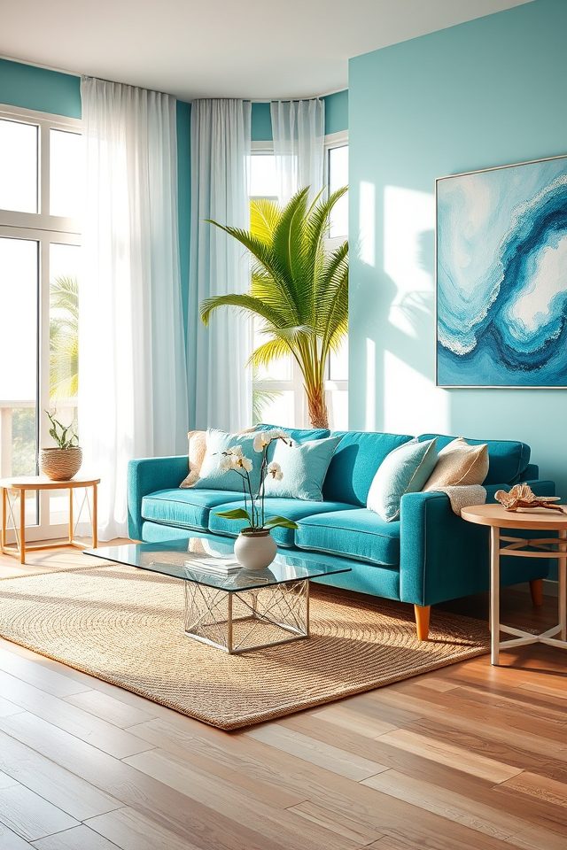 incorporate ocean hues tropically