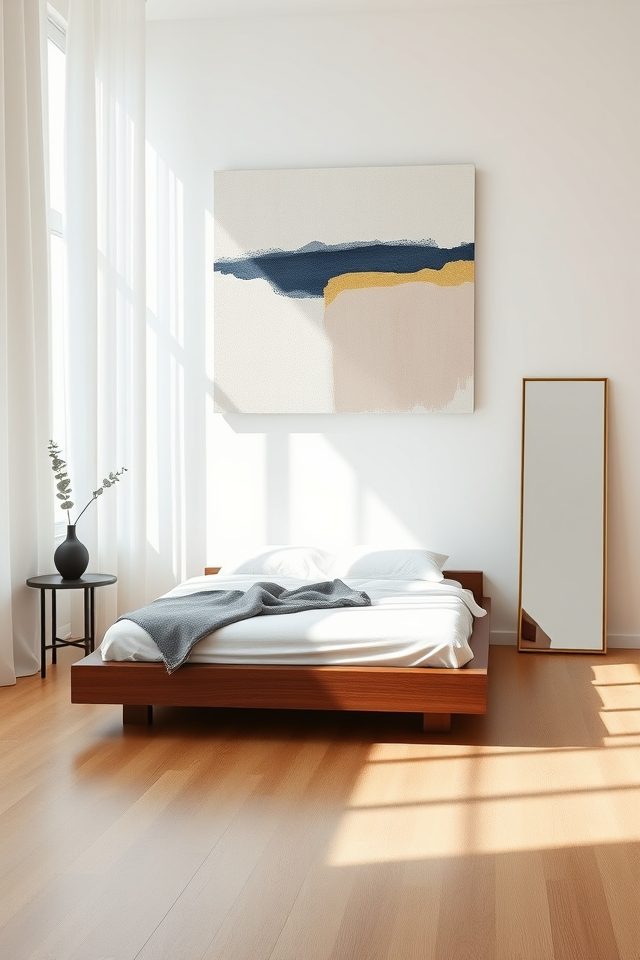 minimalist bedroom statement piece