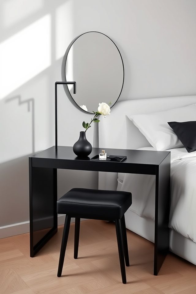minimalist chic monochrome vanity