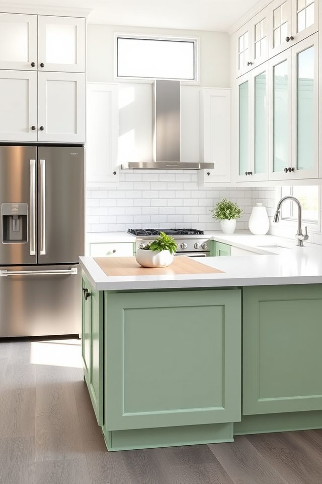 mint green cabinet accents