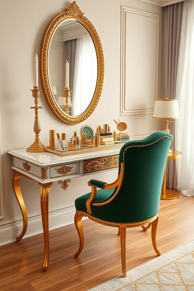 opulent gold vanity setup